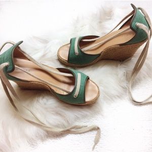 Theory Espadrille Tie Up Woven Wedges